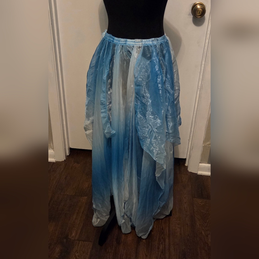 Turquoise Iridescent Bellydance Panel Skirt With Turquoise Harem Pants.